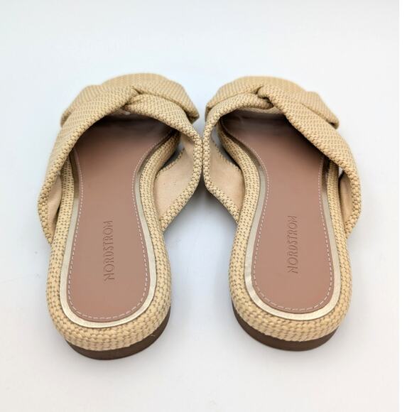 Nordstrom Cerise Faux Leather Weave Slide Sandal Women's Beige Size US6.5 - Picture 5 of 9